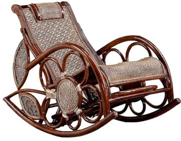 MoBShiK Outdoor Rattan Schaukelstuhl Balkon Freizeit Faul Stuhl Ergonomischer Bürostuhl Direktor Stuhl Strand Lounge Stuhl(E)