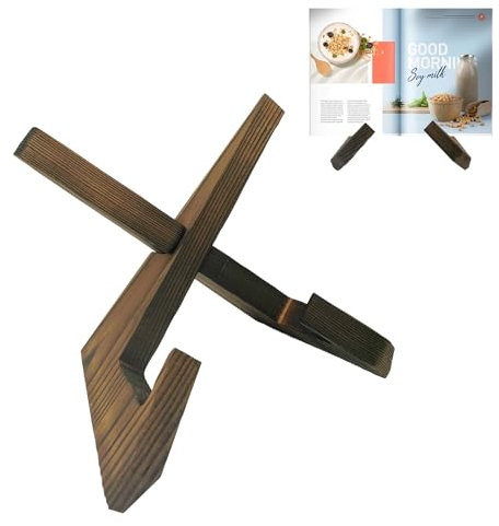 KRYMSON 1 soporte para libros de cocina de color antracita, soporte de madera para libros de cocina, para restaurante o casa, estantería portátil estable, soporte multifuncional