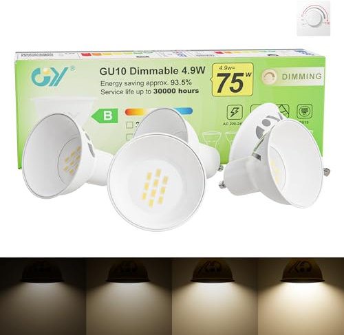 GY GU10 Led Dimmbar Neutralweiss Lampe, GU10 4.9W 790 Lumen 4000K Neutralweiß Glühbirnen,75W Halogenlampe ersetzt,Abstrahlwinkel 120° Leuchtmittel,GU10 Dimmbar, Energiesparlampe,5 Stück