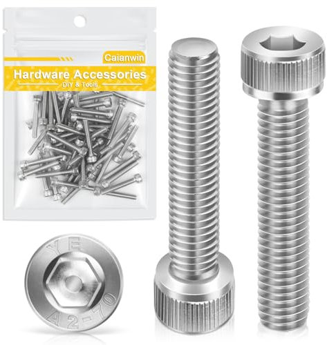 M4*25mm Zylinderschrauben mit Innensechskant 50 Stück,Caianwin DIN 912 Edelstahl(A2 V2A)Schrauben für Industriemaschinen,Kraftfahrzeuge,Bauwesen
