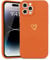 Wirvyuer for iPhone 14 Pro Max Case with Cute Heart Pattern Soft Shockproof Protective Silicone Phone Case for Women Girls,Orange