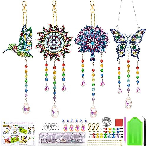 Yotako DIY Diamond Painting Sonnenfänger Windspiel Bastelset, 3-in-1 Acryl Diamant Malerei Kit für Kinder und Erwachsene, ideal für Dekoration und Stressabbau