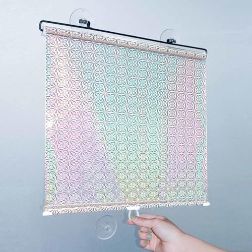 Suction Cup Roller Blinds, Blackout Curtains, 40/45/50/58/68cm, Adjustable Temporary Blinds, No Drill Sunshade, Retractable Privacy Curtains, Portable Lightweight Curtains,Silver-50x125cm/20x49in