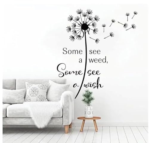 Wandtattoo Löwenzahn Some See A Weed, Some See A Wish Wandaufkleber Wandtattoo, schwarz, 100cm hoch x 90cm breit