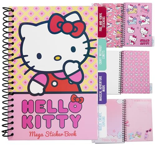 Hello Kitty Libro de Pegatinas para Niñas y Adolescentes, Pack de 28 Hojas 400+ Infantiles, Ideas Regalos Anime