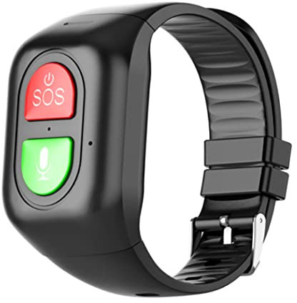 Pulsera SOS GPS Rastreo Ubicación del Brazalete Call de Emergencia Fitness Watch Pulsera de Emergencia para Personas Mayores Niños Negros