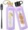 HYDRAGLAZIC 750ml Glass Water Bottle With 2 Lids-Flip Straw Lid, Bamboo Lid, Glass Water Bottle With Silicone Sleeve, Motivational Time Marker, Glass Juice Bottle for Cold Drink,Purple