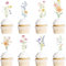 TELAIN 36 Stück Blumen Cupcake Topper, Wildblumen Baby Shower Deko, Geburtstagsdekoration für Mädchen und Frauen