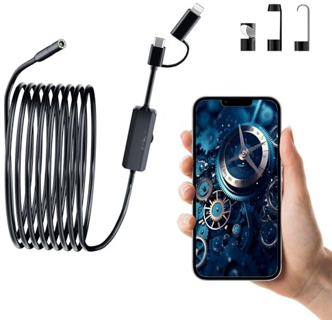 DewinLVD Endoskopkamera mit Licht,Armband für Kamera HD1080P 8 LED-Lichter 8mm kein WiFi 5M direkter Anschluss an Handy Wasserdicht IP67, für Android und iOS