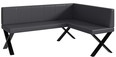 MEBLINI Eckbank für Esszimmer - Küchenbank - Essecke - Sitzecke Küche - Peter - X-Beine 128x168x87cm Rechts - Grau Kunstleder