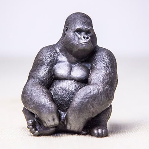 NUNETH Gorilla-Statue - King-Kong-Skulptur Aus Massivem Gusseisen, Animal Art Deco Ornament Mit Realistischer Und Schwerer Form - Zur Dekoration Von Tischplatten, Teetischen, Wohnzimmern, Gärten (B)