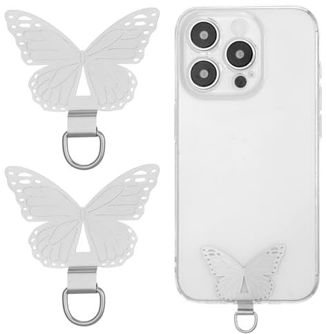 2pcs supports chaîne téléphone portable, Mabor papillon coussinets universels patchs lanière Attache Telephone chaîne support acier inoxydable Attache Cordon Telephone universels plupart smartphones