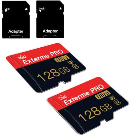 2 Pack Micro SD Card 128GB Class 10 with SD Adapter High Speed Memory Card for Tablet,Camera,Drone