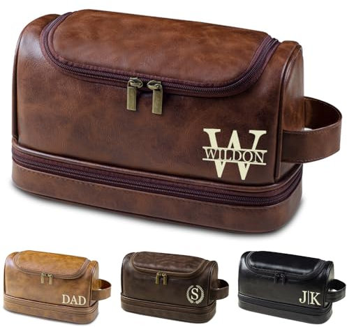 LLLGSH Trousse de Toilette Personnalisée Homme - Trousses de Voyage personnalisées avec Crochets - Toilette Trousse Personnalisable - pour Meilleur Homme, Fête des pères, Mariage, Anniversaire, Mari