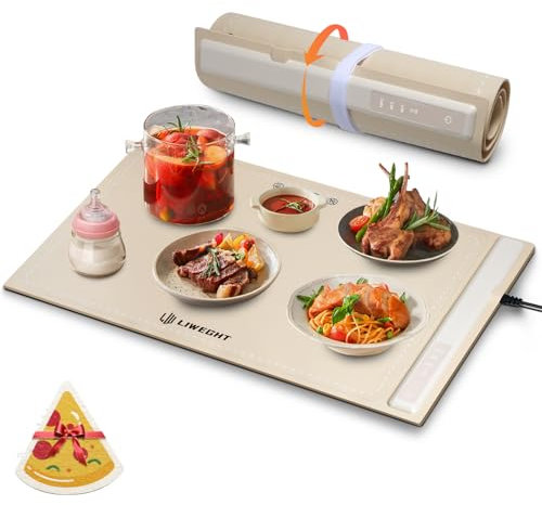 Electric Warming Tray - 3 Temperature Settings, Rollable & Portable Silicone Food Warming Mat, Full Surface Heating, Food Warmer for Parties Gatherings Everyday Use