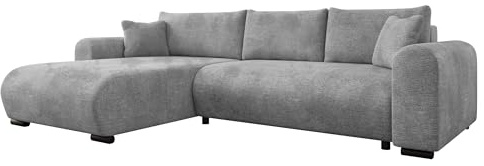 Mirjan24 Ecksofa Merkos mit Bettkasten (Wave 15) | Freistehende Eckcouch mit Schlaffunktion, beweglichen Kissen und Ottomane links/rechts montierbar, B/H/T: 285/80/188 cm