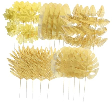 Alipis 25pcs Simulated Leaves Artificial Decoration Vent Accessories Decorative Connector Fake Fruit Foam Balls Artificial Foam Balls Hydroponic Accessories Tape Mold Golden Silk Cloth