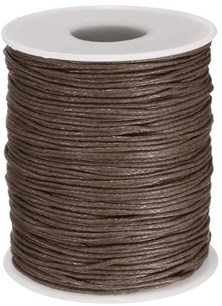sourcing map Waxed Cotton Cord 1mm 100 Yards Brown Wax String Beading Thread Round Smooth for Bracelet Necklace Beads DIY Crafts Jewelry Making Macrame Supply