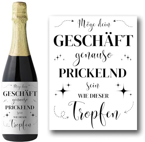 Sekt Etikett Geschäftseröffnung Geschenk Neueröffnung Ladeneröffnung Einweihung Friseur Salon Gastronomie Restaurant Firmeneröffnung Bar Kfz Cafe Praxiseröffnung Männer Frauen Selbstständigkeit