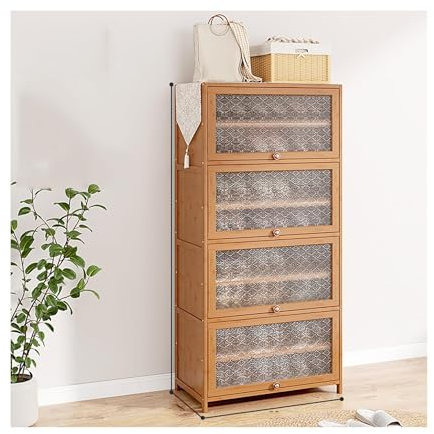 WLH Alexanders shoe cabinet Multi-layer Bamboo Shoe Rack with Flip Door Adjustable Shoe Cabinet Suitable for Closets Corridors Bedrooms Entrances shoes rack