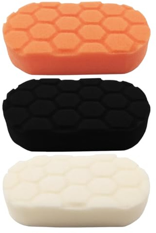 UHANBUT 3PCS Hand Applicator Pad Kit, 2.9 × 5 Inch Wax Applicator Pads, Cutting Automotive Polishing Pad, Compound Vehicle Detailing Foam Sponge