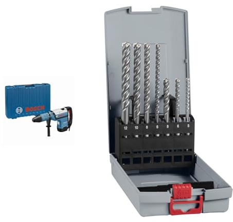 Bosch Bohrhammer GBH 12-52 D Professional incl. suitcase 0611266100 + 7X PRO SDS plus-5X Hammer Drill Bit Set (for Concrete, Lime and Sand Bricks, Ø 5-12 mm, Accessory Rotary Hammer, Breakers)