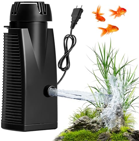 AXVRAV 300 L/H 4W Aquarium Skimmer für Aquarien bis zu 350 L, Aquarium Oberflächenskimmer, Leiser Aquarium Filter mit Bio-Schwamm und Saugnäpfen, Fischbecken Oberflächenabsauger, Ölfilm-Entferner