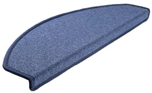 Owoxanthellate Stufenmatten Set Blau 30 Stück Halbrund 65x24x4 cm rutschfeste Treppenteppich aus 100% PP Modernes Design Waschbar mit Klebebändern für Wohnzimmer Flur und Schlafzimmer