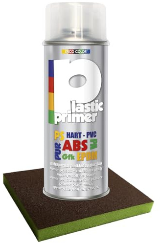 Craft-Equip DC Plastic Primer 400ml und 1 Stück Schleifpad -Haftvermittler Kunststoffgrund Haftgrund - (1 Dose Plastic Primer 400ml + 1 Stück Schleifschwamm)