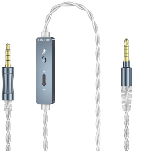 Cubilux G Pro X Replacement Cable, Detachable Gaming Headset AUX Cord for Logitech G Pro / G433 / G233, 3.5mm Silver-Plated Copper Wire with Mute Switch & Volume Control, (No Inline Mic, 4 FT)