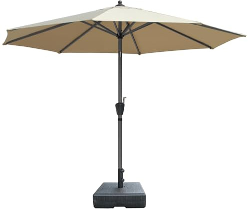 RANSENERS Kippbar Sonnenschirm Rund 300 cm mit Schirmständer | Beidseitig 30° Knickbar, Verstärkter Rahmen mit 8 Streben, Verdickter Gewebe, UV50+, für Garten, Balkon, Terrasse, im Freien