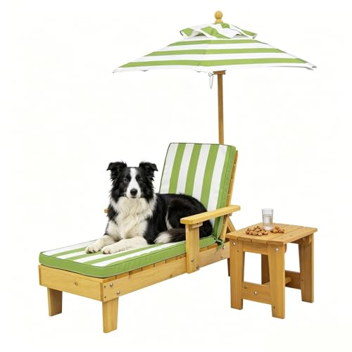 ZYZSY Lettino per Cane con Ombrellone, Traspirante e Robusta, Sdraio per Spiaggia & Balcone & Bordo Piscina, Portato fino a 50 kg, Resistente alle Intemperie(Green)