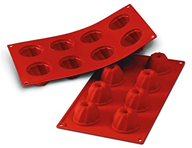 silikomart | SF057 Moule à gâteau en Silicone, antiadhésif, 8 cavités, Lot de 1 Moule à gâteau, Ø 55 h 36 mm, Made in Italy