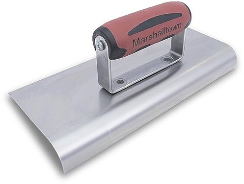 Truelle de bordure Marshalltown en acier inoxydable avec manche Durasoft, pour arrondir le béton, rayon : 19 mm, lèvre 25 mm, taille de la truelle : 254x102 mm