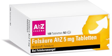 Folsäure AbZ 5 mg Tabletten, 100 Tabletten, bei Folsäure-Mangel | Gut versorgt bei Folsäure-Mangel und in der Schwangerschaft