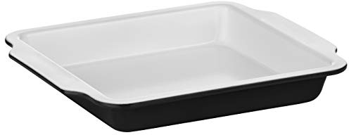 Premier Housewares Ecocook Black Casserole Dish with Handles, Carbon Steel, Ceramic Coating, 27x30x4