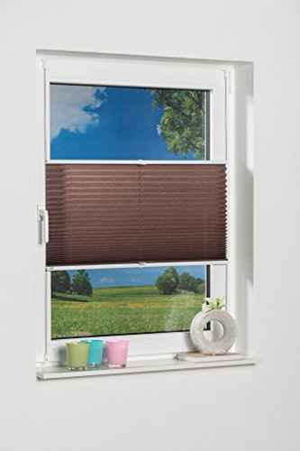 K-home Klemmfix-Plissee 60 x 130 cm (B x L) Mokka Lichtschutz +++ Moderne Crushed Optik +++