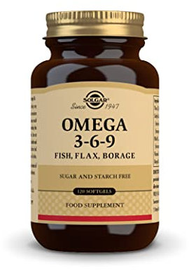 Solgar Omega 3-6-9 Softgels - Pack of 120 - Blend of Premium Fish, Flax and Borage Oils – Specially formulated ratio - Molecularly distilled to remove mercury, PCBs and heavy metal contaminants