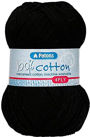 Patons Knitting Yarn, Cotton, Black, One Size