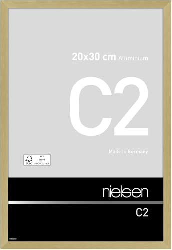 nielsen Bilderrahmen, 20 x 30 cm, Aluminium, Gold matt, Fotorahmen zum Auftstellen und Aufhängen im Hoch- & Querformat, Echtglas, C2