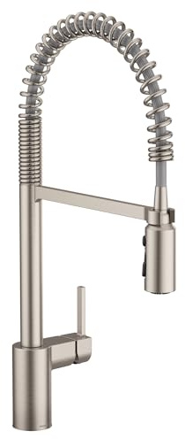 Moen 5923SRS Align - Grifo de cocina desplegable con resorte de preenjuague con impulso de potencia, resistente a las manchas, inoxidable, estándar