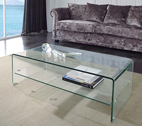 Dugar Home Mueble Auxiliar - Mesas de Centro Modernas - Cristal con Estante CT-221