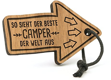 Fashionalarm Schlüsselanhänger So Sieht der Beste Camper der Welt aus | Pfeil aus Holz mit Gravur | Geschenk Idee Camping Urlaub Campen Hobby