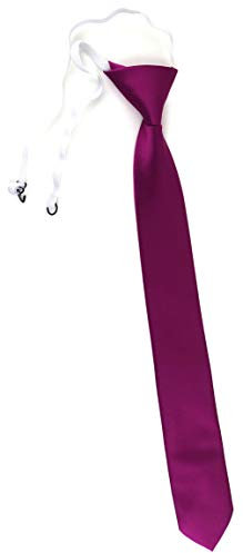 TigerTie Sicherheits Krawatte in magenta fuchsia violett einfarbig Uni Rips - Krawatte vorgebunden mit Gummizug