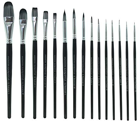 Grinning Gargoyle - Acrylic Paint Miniature Brushes - Set of 15 Model Paint Brushes for Roleplaying and Wargaming Figures - Dry Brush Miniature Painting - Precision Basecoat Detail