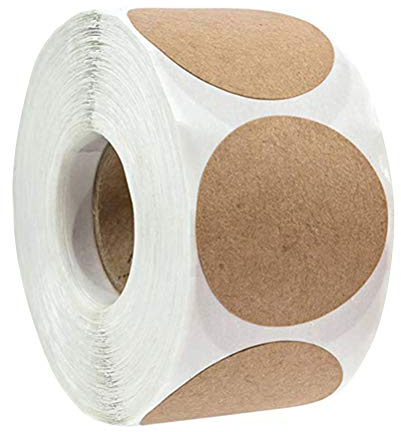 500 Stück Kraftpapier-Aufkleber, rund, , Aufkleber, Etiketten, selbstklebend, beschreibbar, bedruckbar für Verpackung