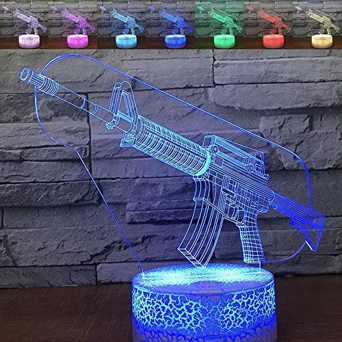Jinson well 3D Pistole Waffe Lampe led Illusion Nachtlicht, 7 Farbwechsel Touch Switch Tisch Schreibtisch Dekoration Lampen Acryl ABS Base USB Kabel Spielzeug