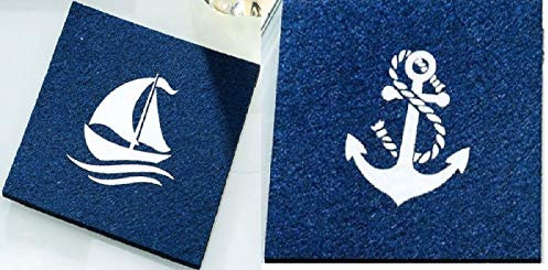 GILDE - 42250 - Untersetzer, eckig, Filz, 2er Set mit maritimen Motiven, 10cm x 10cm x 0,3cm, blau, Bedruckt