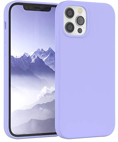 EAZY CASE Premium Silikon Handyhülle kompatibel mit iPhone 12/12 Pro, Slimcover mit Kameraschutz und Innenfutter, Silikonhülle, Schutzhülle, Bumper, Handy Case, Hülle, Softcase, Lila Blau