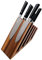 Zayiko Exklusiver Hochwertiger Design Messerblock aus Massivem Nussbaum, Italienisches Design, Fächer ohne Messer, Für bis zu 14 Kochmesser, Starke Magnete